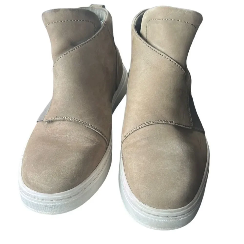 Timberland Womens Mid Top Slip‎ On Fashion Sneakers Tan Leather Size 8.5